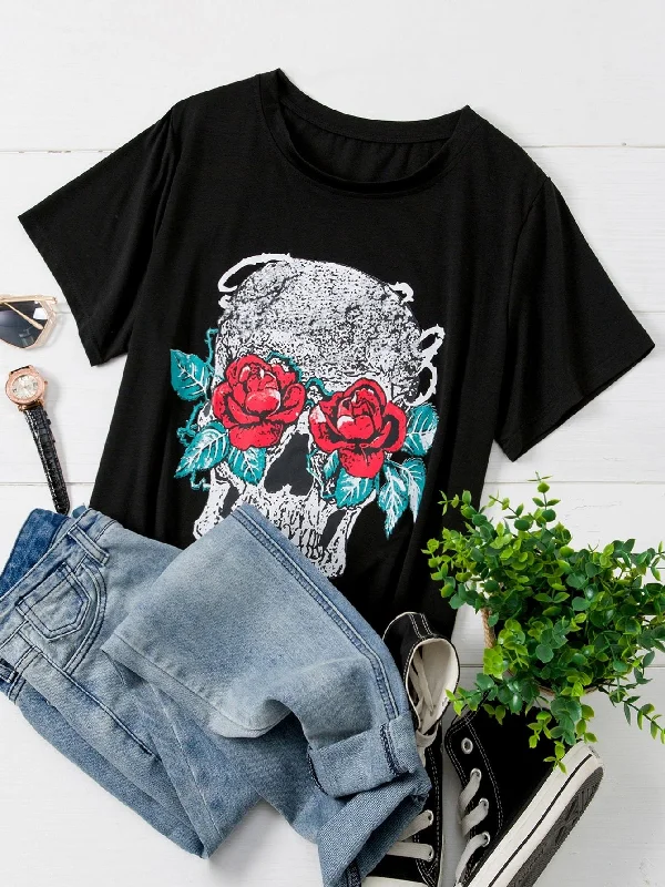Plus Skull Print Tee Everyday wear unclassified dresses