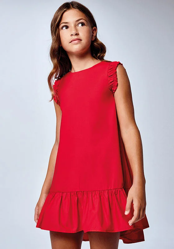 Mayoral Girls Frill Sleeve Dress, Red Vintage unclassified dresses