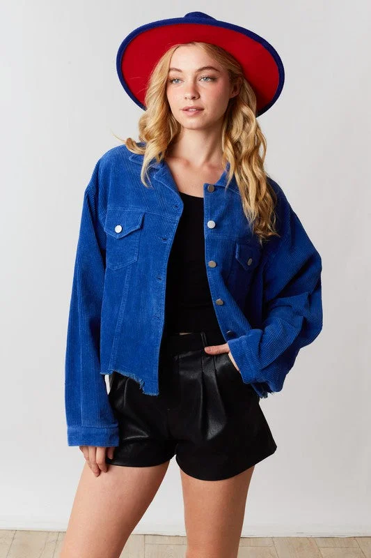 Vintage Vibes Blue Corduroy Jacket Budget-friendly unclassified dresses