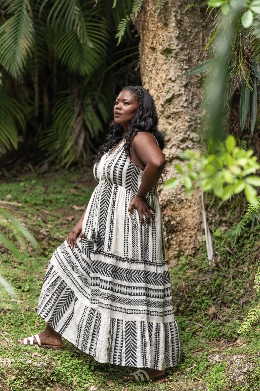GRECIAN BLACK & CREAM DRESS Neutral tone unclassified dresses