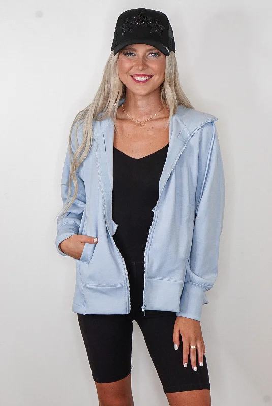 Chilly Mornings Blue Hoodie Jacket Dark color unclassified dresses