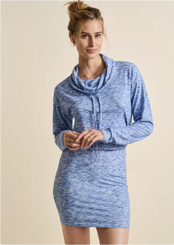 Space Dye Rib Knit Dress  - Blue Multi Pastel unclassified dresses