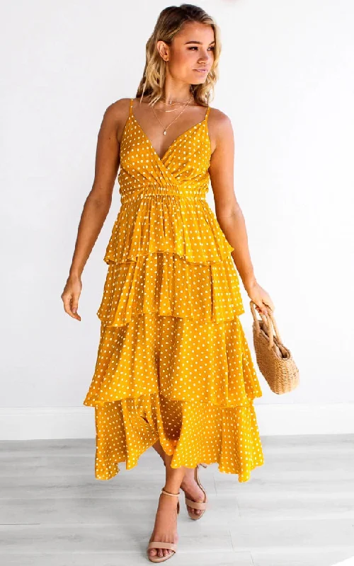 Judi Dress - Yellow Polka Casual chic unclassified dresses