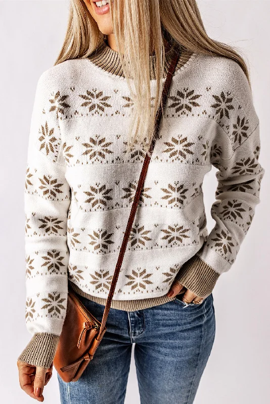 Patterned Ribbed Trim Sweater Casual Women’s Hoodies
