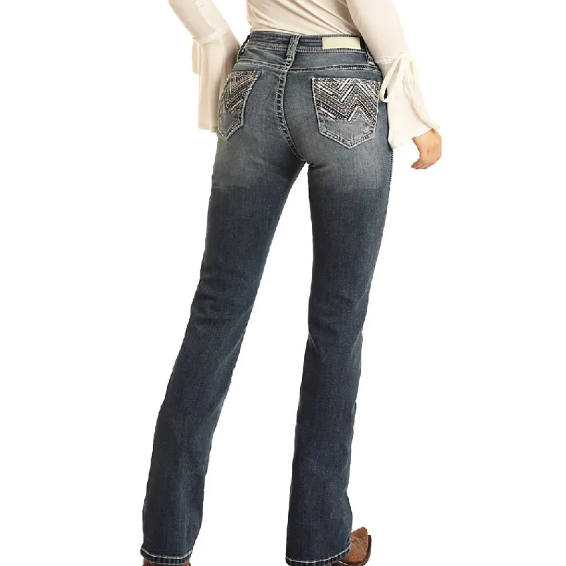 Rock & Roll Cowgirl Women's Mid Rise Bootcut Jeans