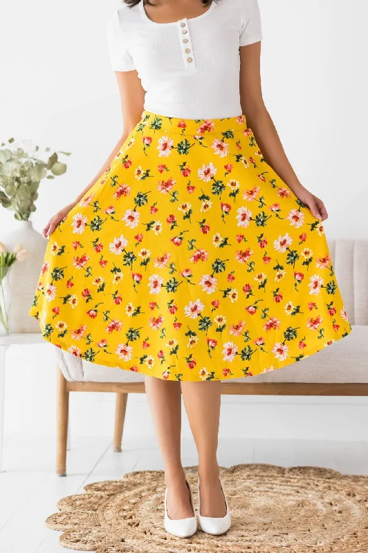 Bouquet of Flowers Modest Circle Skirt