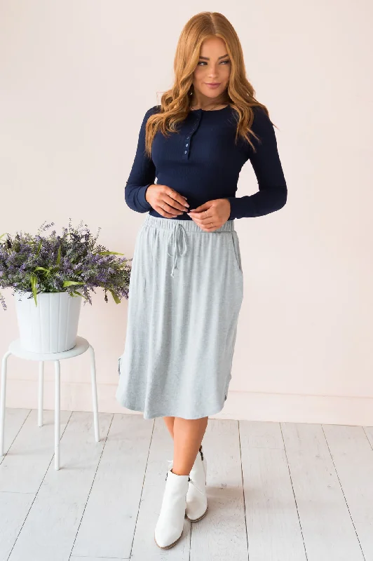 Well Wishes Modest Ribbed Jersey Skirt