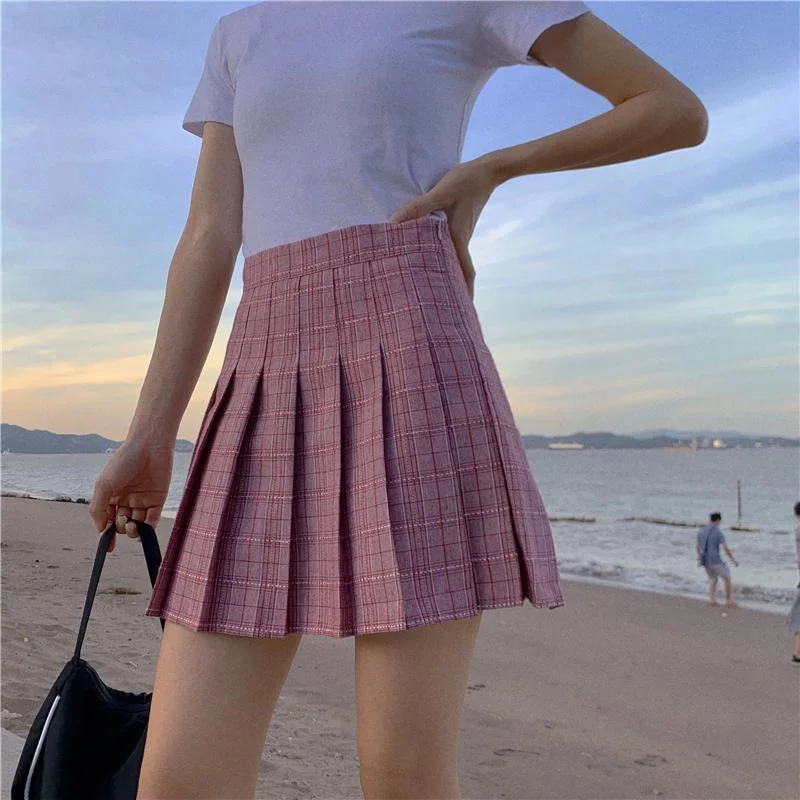 Women's Cute High-waisted Plaid Pleated Skirts