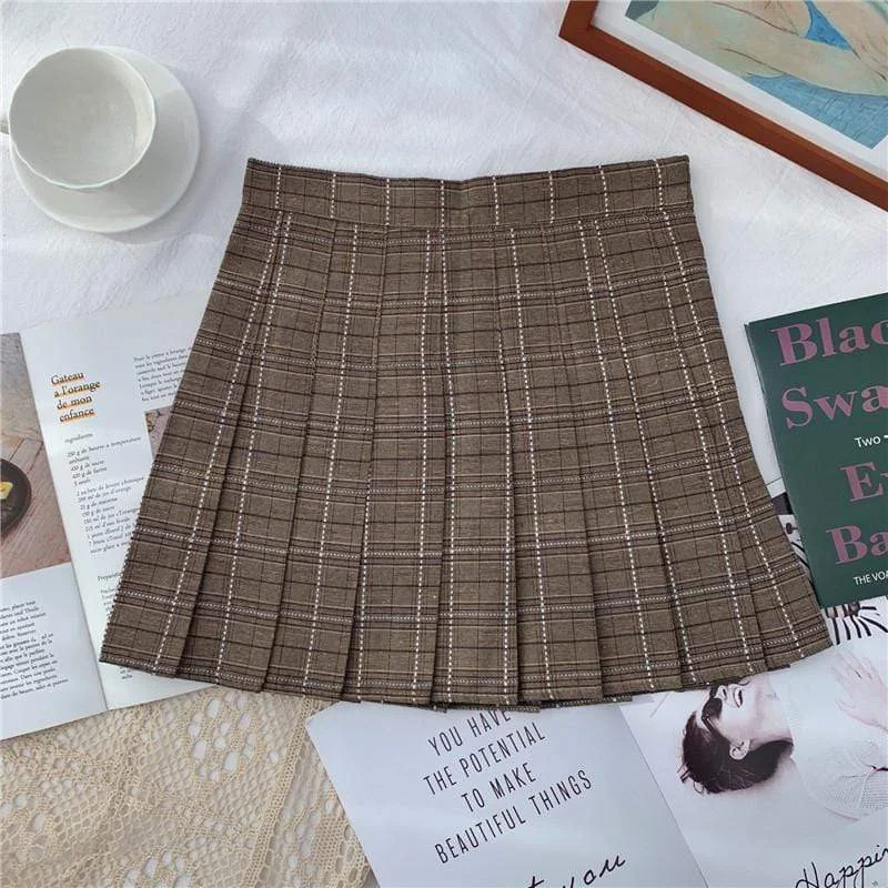 Women's Cute High-waisted Plaid Pleated Skirts