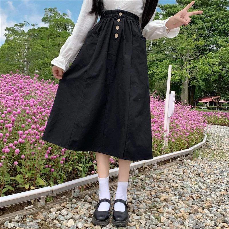 Women's Cute Pure Color High-waisted A-line Skirts