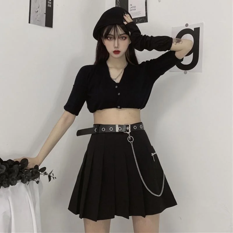 Women's Gothic High-waisted Short Pleated Skirts