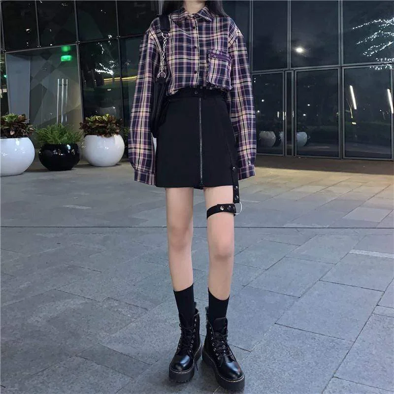 Women's Harajuku High-waisted Zipper Skirts