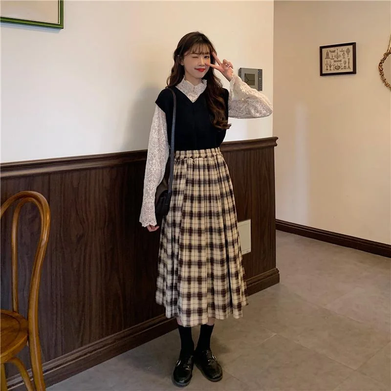 Women's Harajuku Plaid Pleated Skirts