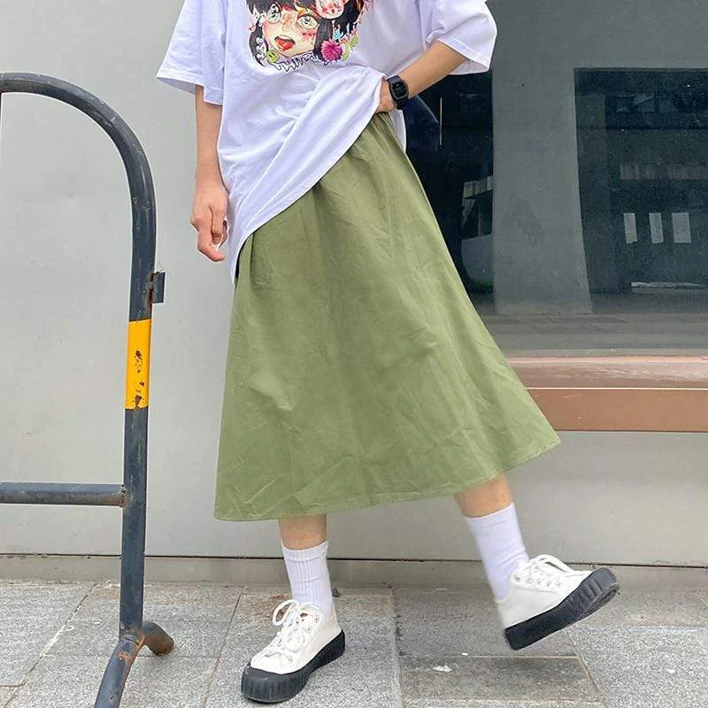 Women's Kawaii Pure Color A-line Skirts