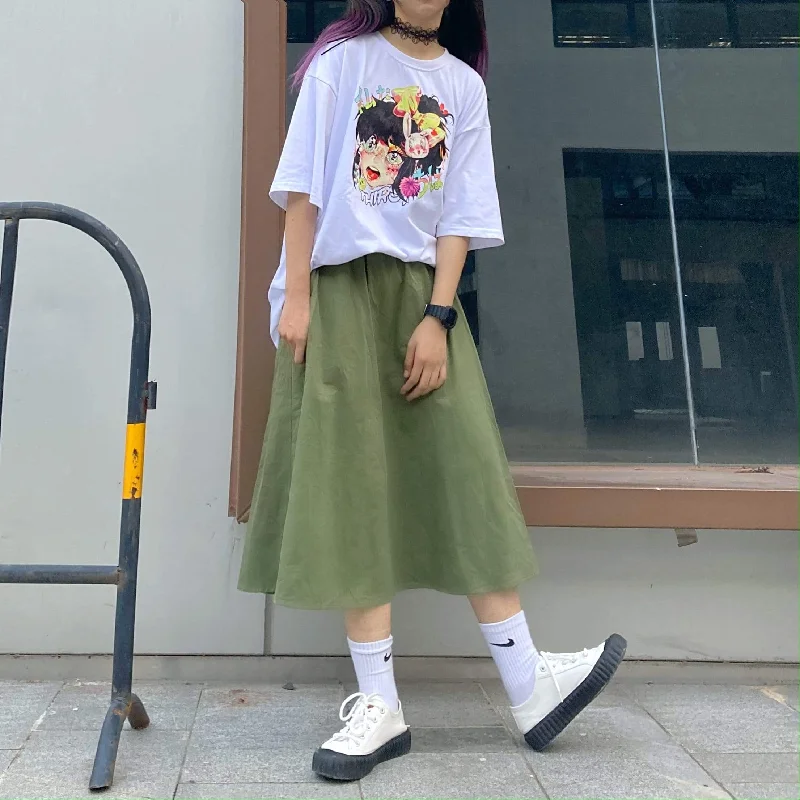 Women's Kawaii Pure Color A-line Skirts