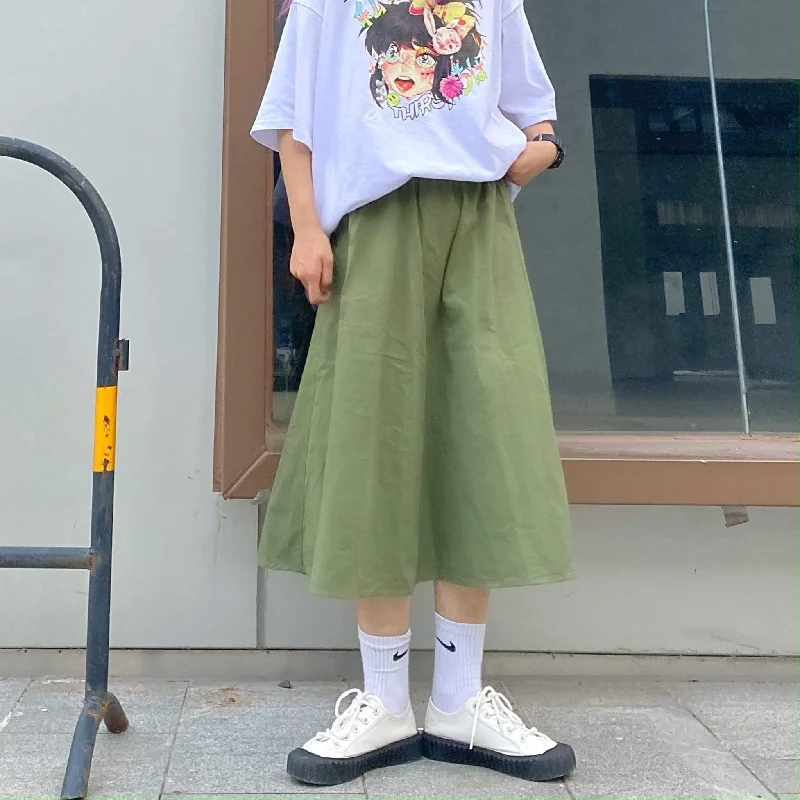 Women's Kawaii Pure Color A-line Skirts