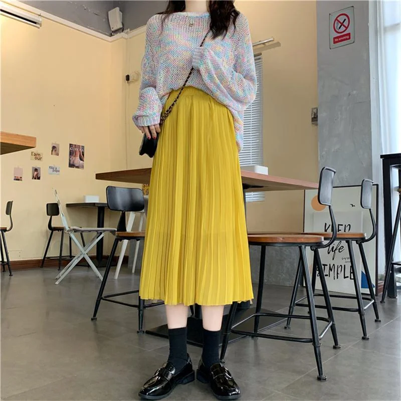 Women's Korean Fashion Pleated Maxi Skirts