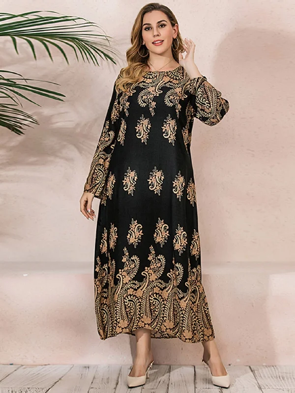 KittenAlarm - Plus Size Oversize Ethnic Print Longline Dress