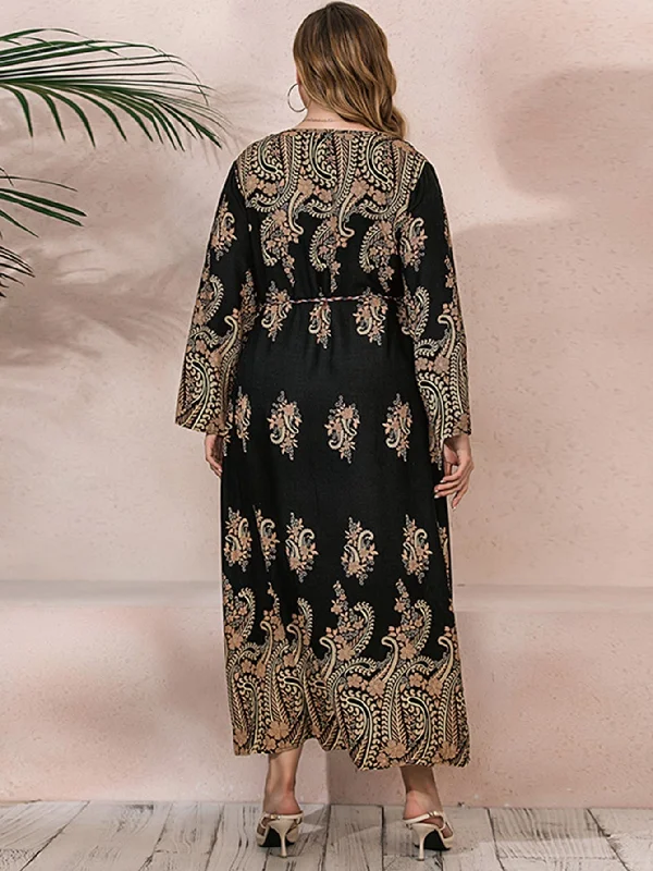 KittenAlarm - Plus Size Oversize Ethnic Print Longline Dress