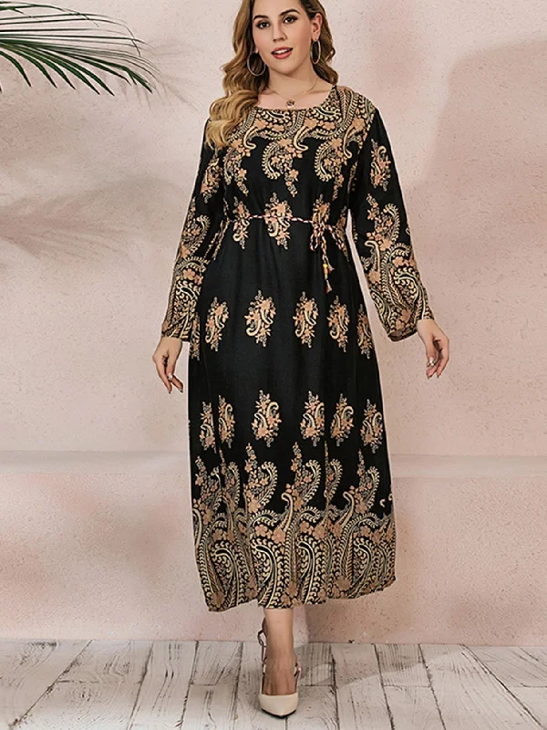 KittenAlarm - Plus Size Oversize Ethnic Print Longline Dress