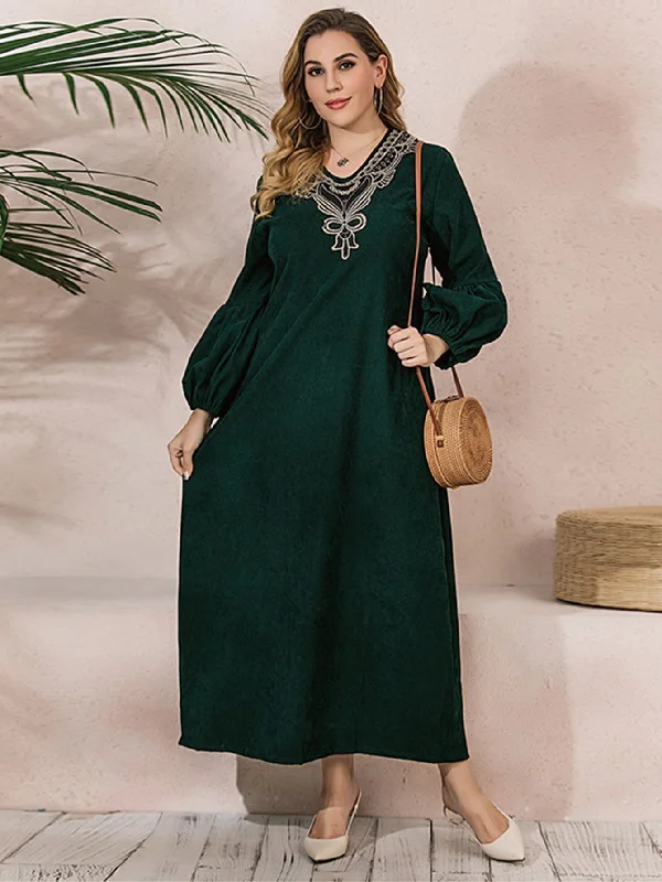 KittenAlarm - Solid color Velvet knitted plus size Vintage long skirt Tee Dress