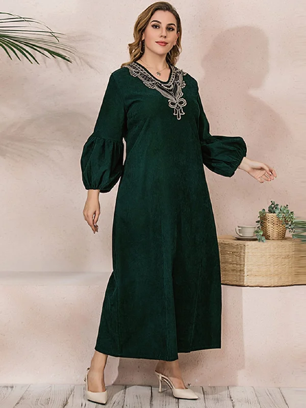 KittenAlarm - Solid color Velvet knitted plus size Vintage long skirt Tee Dress