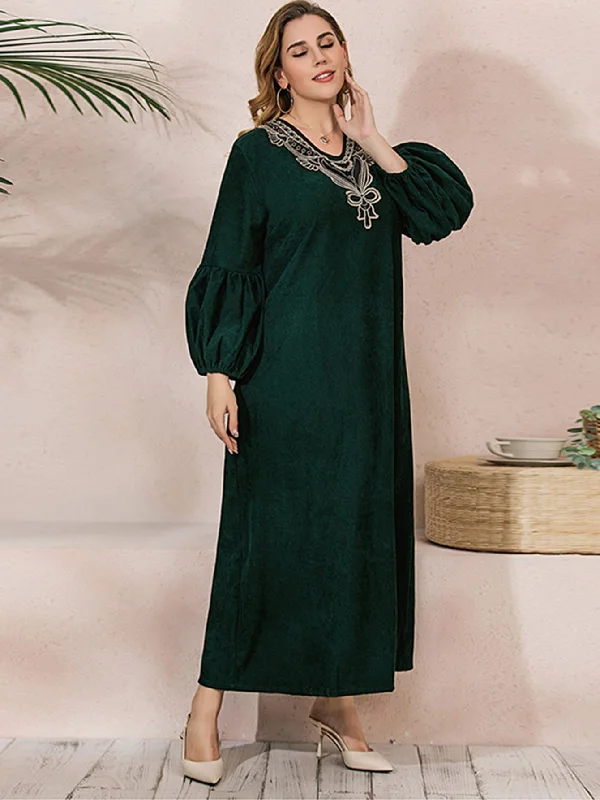 KittenAlarm - Solid color Velvet knitted plus size Vintage long skirt Tee Dress