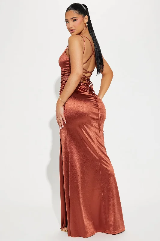 Ashley Tricot Gown - Rust