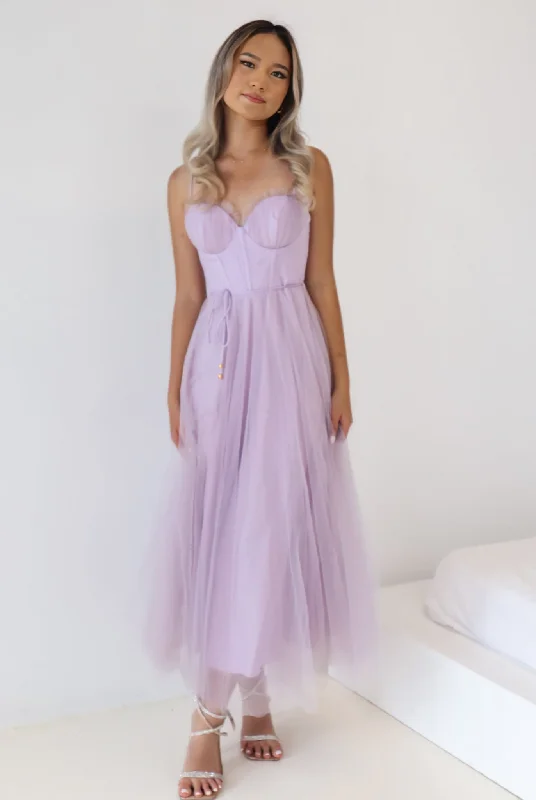 Cindy Tulle Midi Dress - Lilac