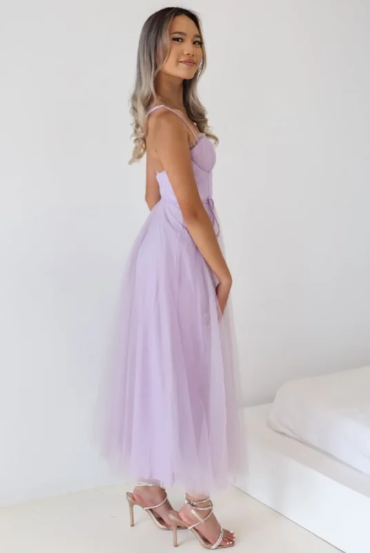 Cindy Tulle Midi Dress - Lilac