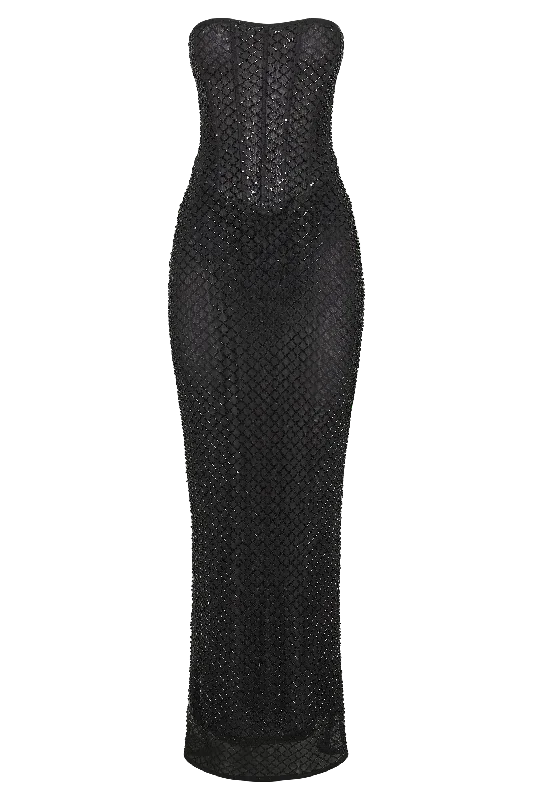 Gemma Strapless Sequin Maxi Dress - Black