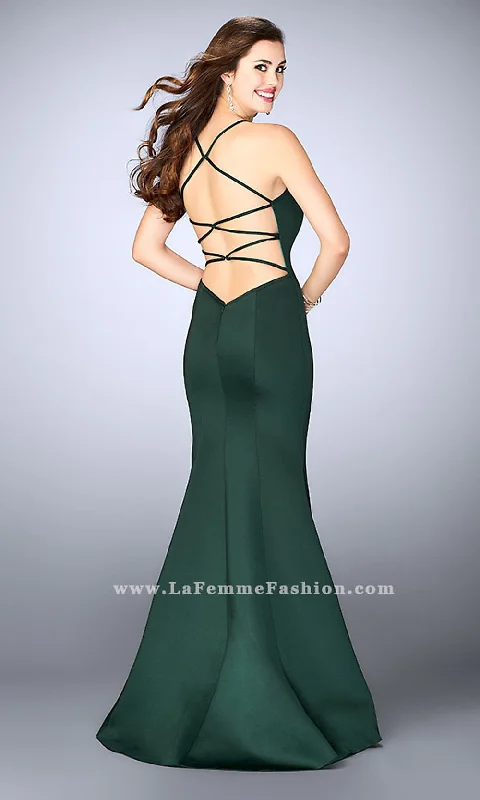 La Femme Open Back Long Prom Dress