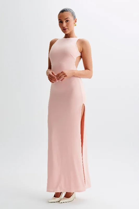 Louise Slinky Backless Maxi Dress - Pale Pink