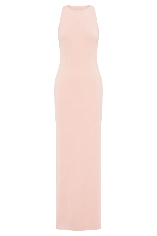 Louise Slinky Backless Maxi Dress - Pale Pink