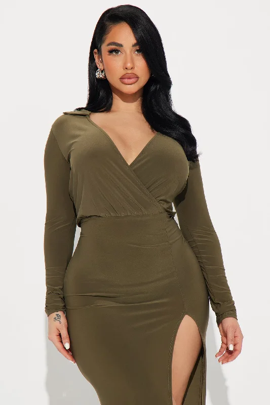 Marisa Collar Maxi Dress - Olive