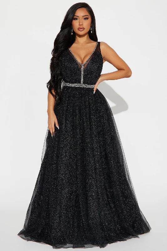 Polly Embellished Tulle Gown - Black