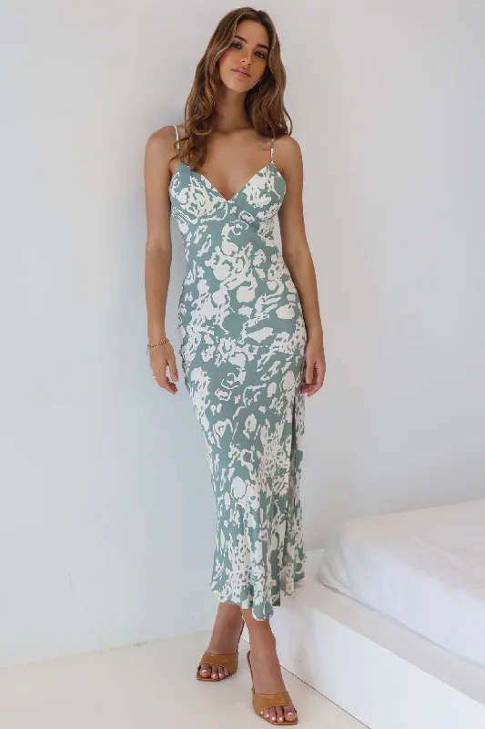 River Midi Dress - Sage Floral Print