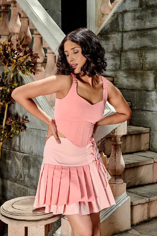 Thinking of it - corset tie up peach crop top