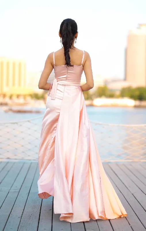 Timeless perfection - Peach satin midi gown