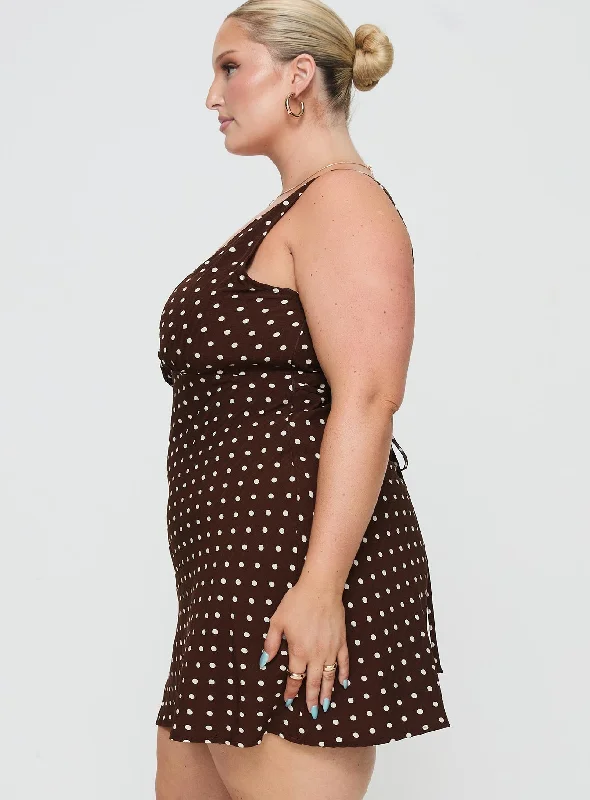 Nellie Mini Dress Brown Polka Dot Curve