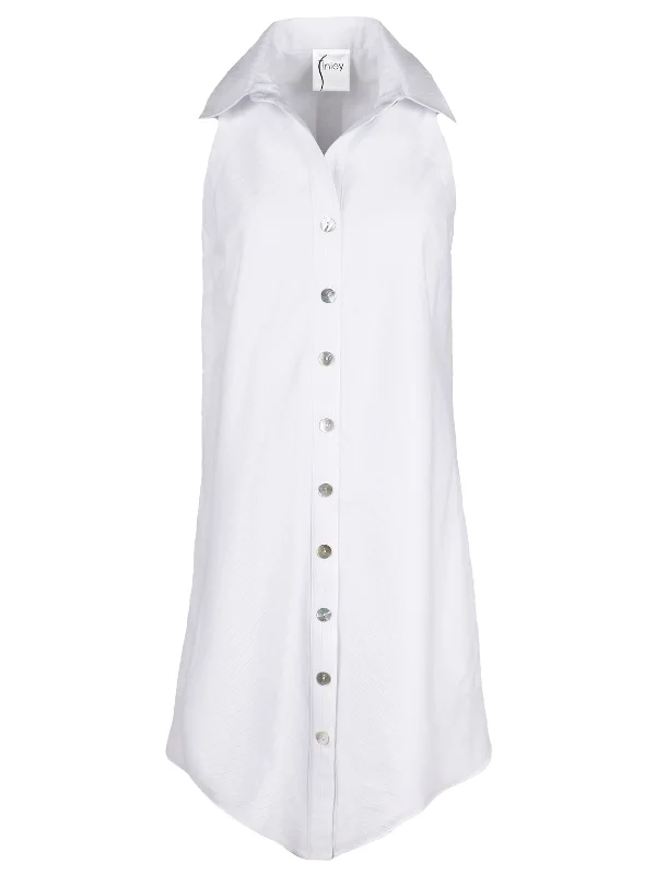 Swing Dress White Eyelet Stripe - Lined