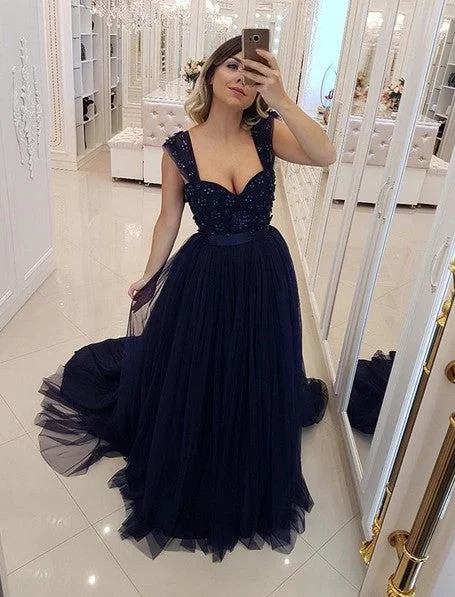 Navy Prom Dress, Evening Dress, Winter Formal Dress, Pageant Dance Dresses, Graduation School Party Gown, PC0052 Affordable party dresses