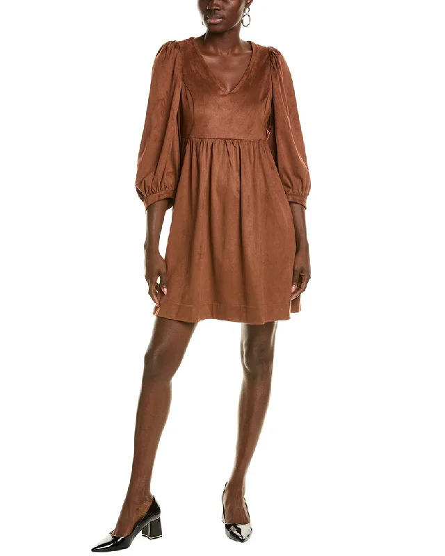 tyler böe Eva Mini Dress--Pleated Mini Denim