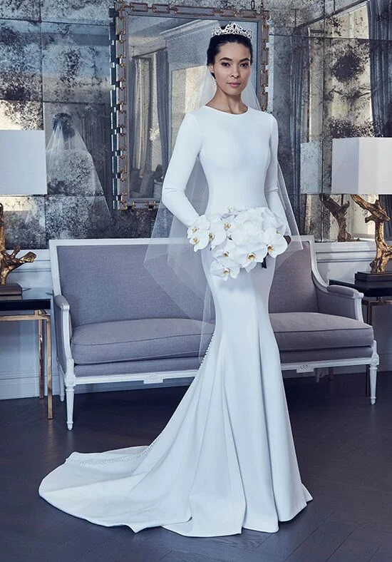 Romona Keveza Pearl Long Sleeve Gown Cozy Maxi Skirt
